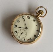 A gent's 9 carat open faced pocket watch with whit