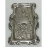 A modern silver rectangular pin dish decorated wit
