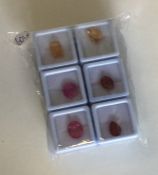 Six finely carved unmounted gemstones complete wit