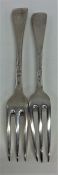 Two OE pattern silver three prong forks with crest