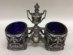 A 19th Century French double silver salt with BGLs