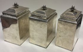 A rare set of three George III rectangular tea cad