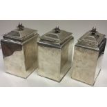 A rare set of three George III rectangular tea cad