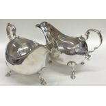 A pair of rare Georgian Irish silver sauce boats w