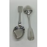A pair of fiddle pattern silver dessert spoons. Lo