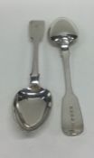 A pair of fiddle pattern silver dessert spoons. Lo