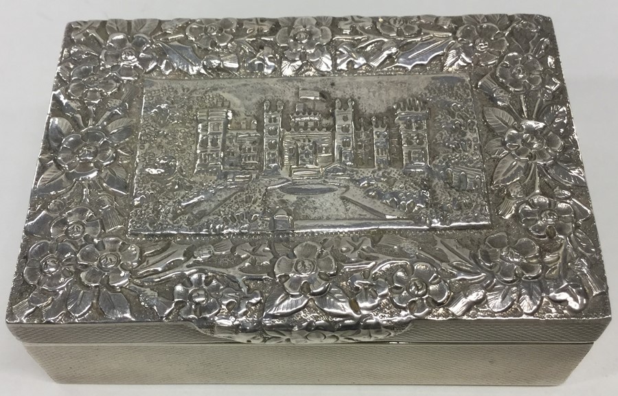 An unusual heavy silver castle top snuff box w