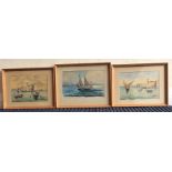 C GALEA: Three framed and glazed watercolours depi