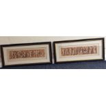 A pair of framed and glazed sepia prints. Approx.