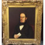 A large gilt framed portrait of a gentleman. Oil o