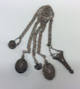 A novelty silver plated five strand chatelaine dec