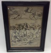 A rectangular framed and glazed print depicting ch