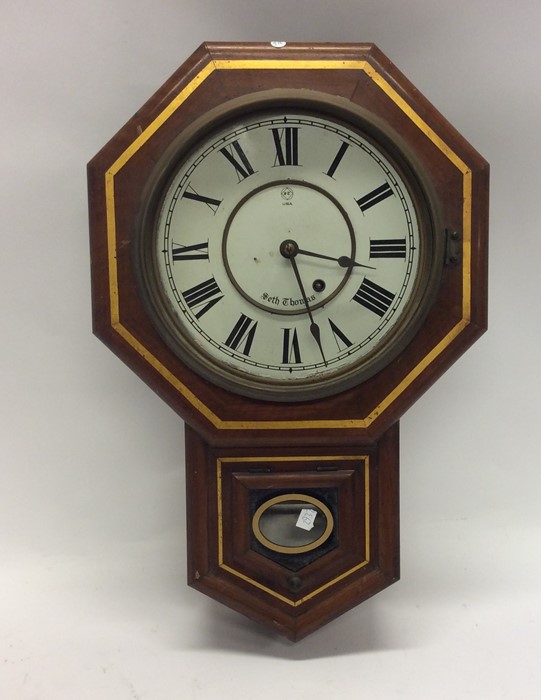 A mahogany cased clock with white enamelled dial. - Image 2 of 2