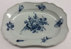 An early Meissen dish decorated with blue flowers