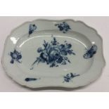 An early Meissen dish decorated with blue flowers