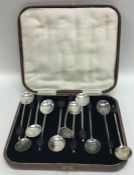 A boxed set of six silver bean top coffee spoons t