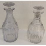 A pair of Antique glass decanters and stoppers. Est. £20 - £30.