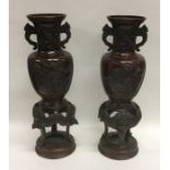A tall pair of 19th Century bronze censers. Approx