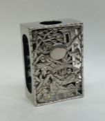 A Chinese silver match case decorated with bamboo