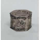 A small Dutch silver box decorated with figures an