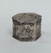 A small Dutch silver box decorated with figures an