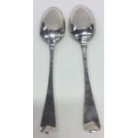 A pair of heavy silver Hanoverian tablespoons of t