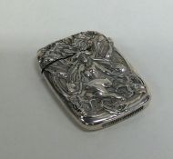 A stylish Sterling silver vesta case depicting a s