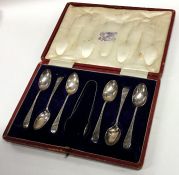 A boxed set of six Edwardian bright cut teaspoons