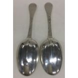 A rare pair of silver dog nose spoons with rat tai