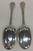 A rare pair of silver dog nose spoons with rat tai