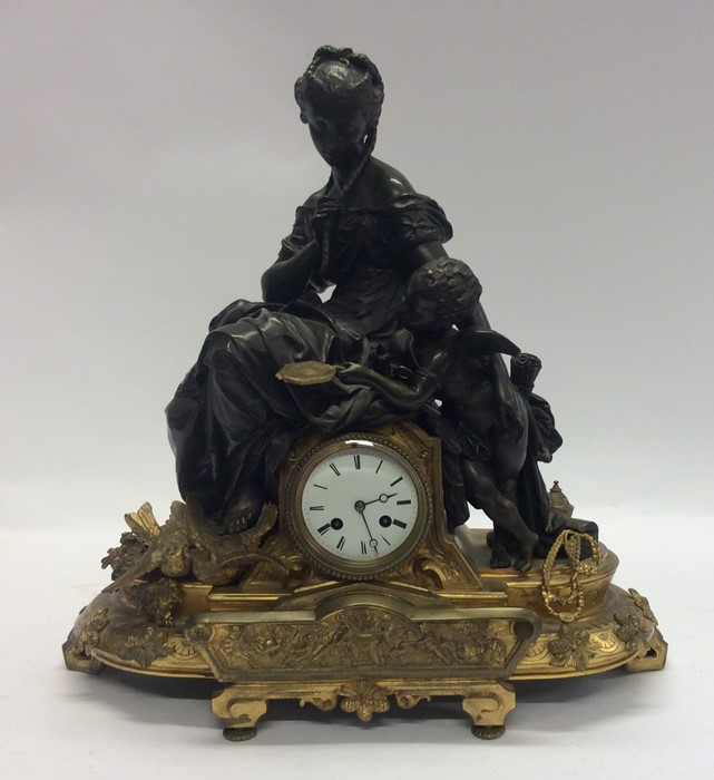 A good quality French mantle clock decorated with