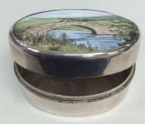 A miniature silver and enamelled hinged top pill b