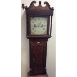An oak cased Grandfather clock with painted dial d