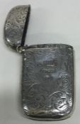 A large oval engraved silver vesta. Chester 1895.