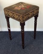 A Georgian stool on turned supports. Est. £20 - £3