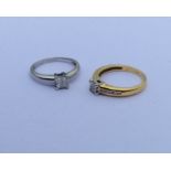 Two 18 carat princess cut diamond rings. Approx. 7