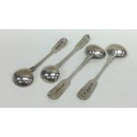 EXETER: A group of silver fiddle pattern salt spoo