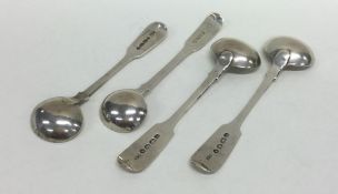 EXETER: A group of silver fiddle pattern salt spoo
