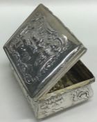 A rectangular Dutch silver box decorated with figu