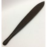 A hardwood tribal spear with carved decoration. Ap