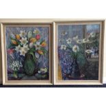 WINIFRED GAUSSEN: Two framed still life oils on bo