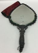 An unusual Continental silver filigree mirror with