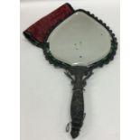 An unusual Continental silver filigree mirror with