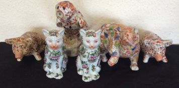 A collection of 20th Century Imari animals.