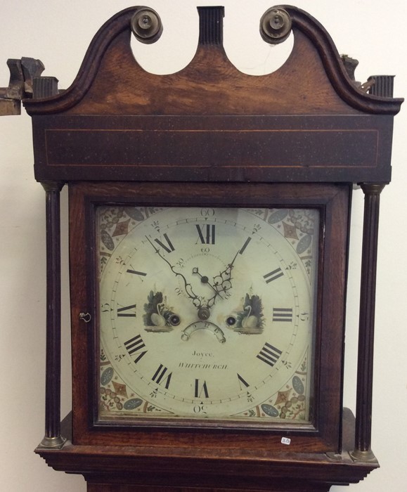 An oak cased Grandfather clock with painted dial d - Image 3 of 3