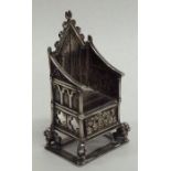 A good quality miniature silver throne. London. By