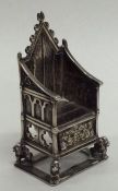 A good quality miniature silver throne. London. By