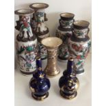 Two pairs of crackleware oriental vases.