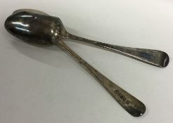 Two silver Hanoverian pattern spoons. Approx. 125 grams. E