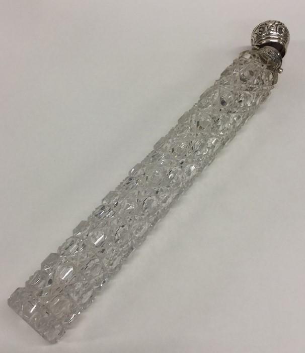 A massive silver hobnail cut scent bottle, the top